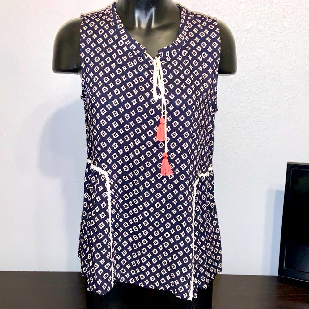 EK Boutique blouse M navy/white NWT